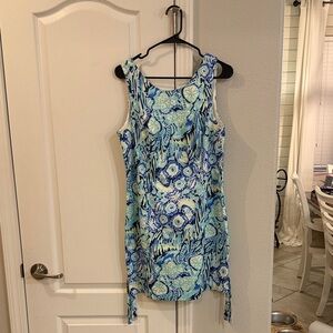 Lilly Pulitzer Vibrant Floral Dress in Blue and Green